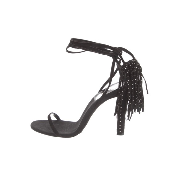 YSL SUEDE STRAPPY TASSEL HEEL - Picture 3 of 4